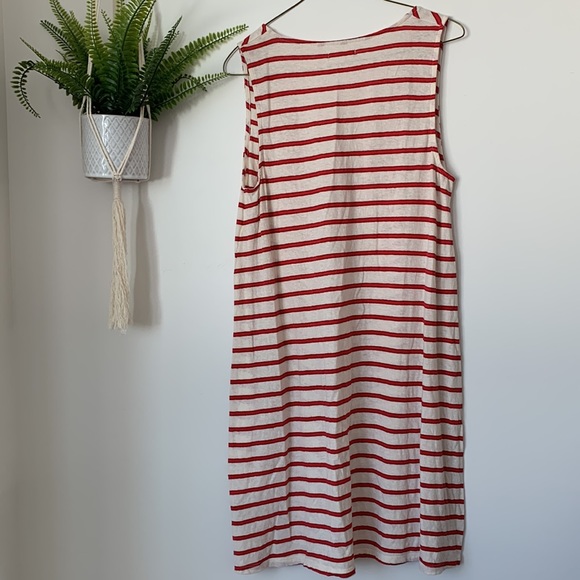 Madewell Sleeveless Red and White Striped Linen Dress - Picture 6 of 9